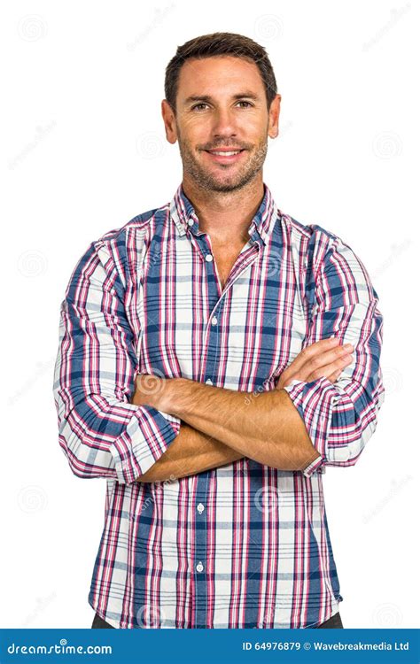 Portrait Of Smiling Man With Arms Crossed Stock Image Image Of