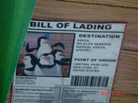 Use our free bill of lading template to help your international shipments and title transfers happen smoothly. Bill of Lading - Penguins of Madagascar Photo (28527223 ...