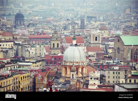 High View Naples Architecture With Dome And Bell Tower Of Many Churches