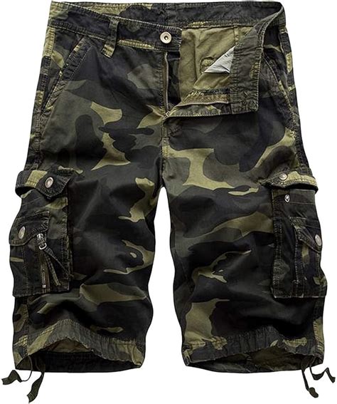 Eaeao Mens Camo Cargo Shorts Relaxed Fit Multi Pocket Outdoor