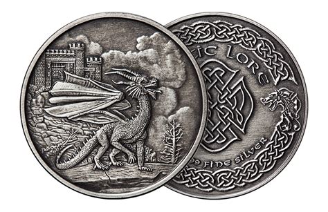 Buy 1 Oz Silver Round 999 Celtic Welsh Dragon Antique Finish