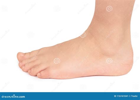 Cute Kid Leg Fast Growing Foot Isolated On White Background Stock