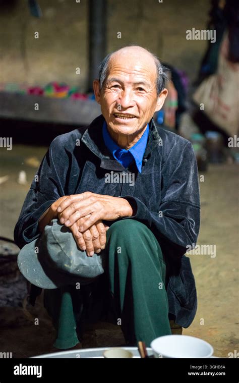 Portrait Of Flower Hmong Old Man Bac Ha Lao Caivietnam Stock Photo