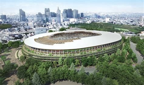 Vista del estadio de tokio. Estadio Olímpico de Tokio 2020 presenta un 90% de avance ...
