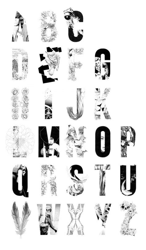 Abc Black Pen Typography Typography Alphabet Typography Graphic