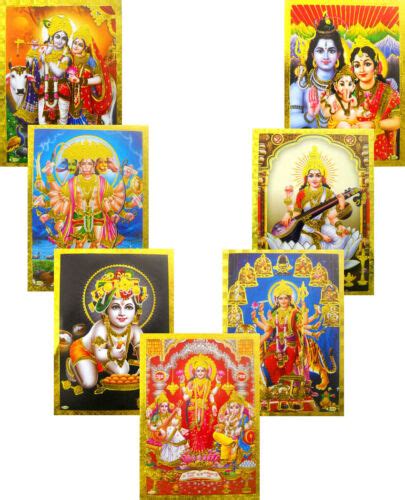 Wholesale Lot 50 Hindu Gods And Goddess Golden Foil Posters Size