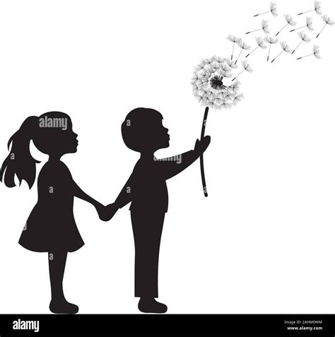 Boy And Girl Hands Holding Flower Stock Vector Images Alamy