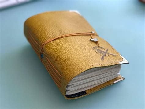 Leather Handmade Yellow Watercolor Journal/Sketchbook - 4.5 inches x 6 inches - 40 pages Arches ...
