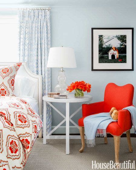 It's wonderful warm color in all it's. Blue + Orange color scheme for master bedroom | Stylish Patina