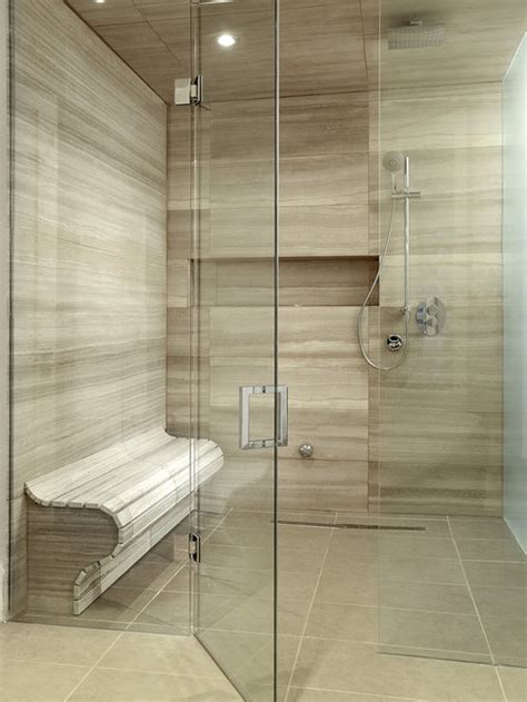 You can choose a design with clear glass to make the space larger. Shower Stall Bench Home Design Ideas, Pictures, Remodel ...