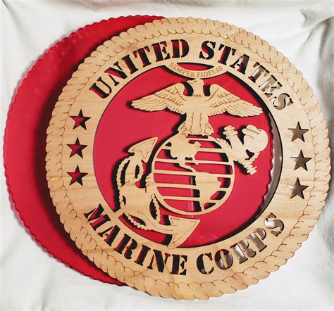 Military US Marines Laser Cut Wooden Emblem Retirement Gift Etsy