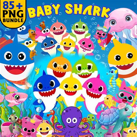 Baby Shark Png Baby Shark Clipart Font Baby Shark Birthday Etsy