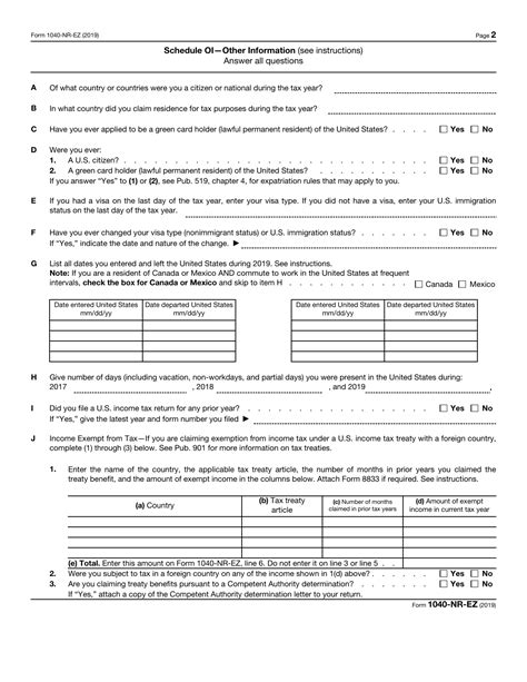 Irs Form 1040 Nr Ez Download Fillable Pdf Or Fill Online Us Income