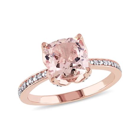 Center stone morganite, eye clean cushion cut carat: 8.0mm Cushion-Cut Morganite and Diamond Accent Engagement ...