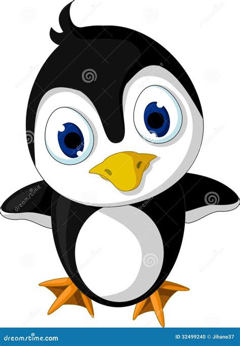Cute Baby Penguin Cartoon Posing Stock Illustration Illustration Of