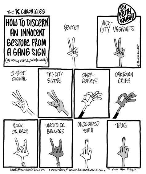 Editorial Cartoon How To Discern An Innocent Gesture From A Gang Sign