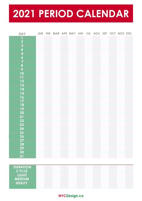 This website shows every (annual) calendar including 2021, 2022 and 2023. 2021 Period Calendar, Free Printable PDF, JPG, Red, Green ...