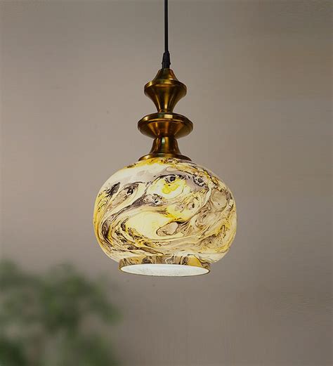 Buy Brown Mild Steel And Glass Single Hanging Light By Fos Lighting