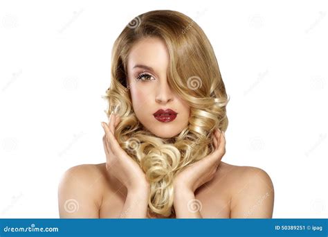 Beautiful Young Blond Model Curly Hair Posing Stock Image Image Of