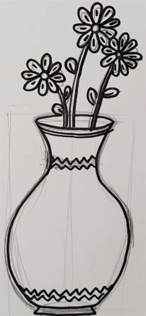 How To Draw A Vase With Flowers Drawings Paper Drawing Vase