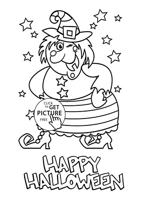 All of these coloring pages feature the text happy halloween with decorative elements to color! Halloween Witch coloring page for kids, printable free ...