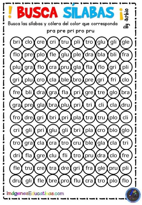 A Spanish Worksheet With The Words Busca Silabas