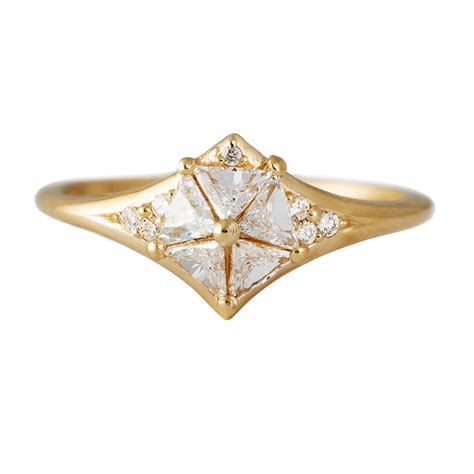 Star Engagement Ring With Five Triangle Cut Diamonds Artemer