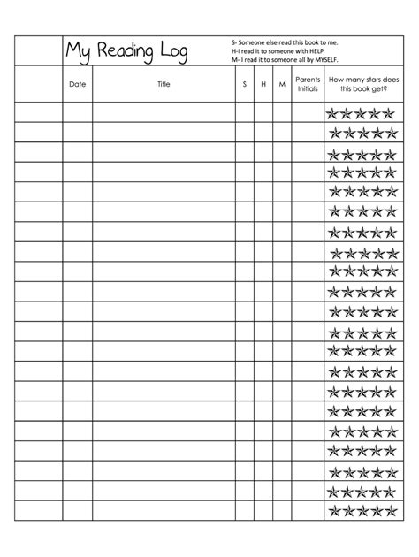 Fillable Online My Reading Log St Joseph School Fax Email Print