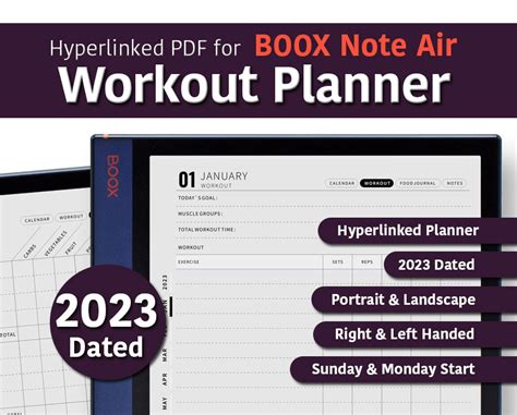 Boox Note Air Templates 2023 Workout Digital Planner Fitness Etsy Canada