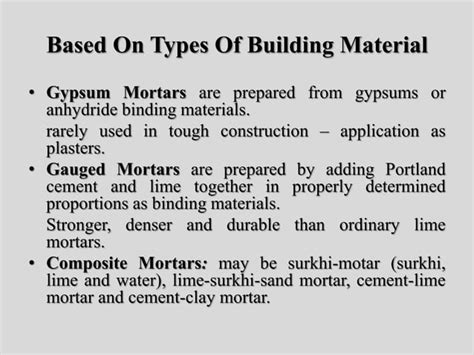 Mortars And Plasters