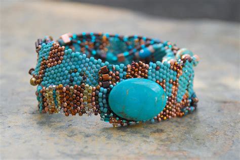 Freeform Peyote Turquoise Wrap Bracelet Etsy