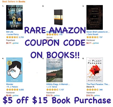 We provide aggregated results from multiple sources and sorted by user interest. RARE Amazon Coupon Code on Books~~$5 off $15 purchase= 30% ...