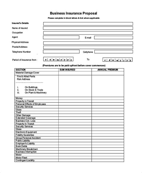 Free 12 Sample Insurance Proposal Forms In Pdf Excel Word