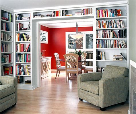 Organize And Focus On Internal Library Wall Shelf In The