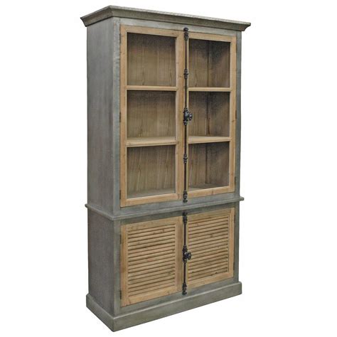 Klein Industrial Loft Natural Pine Zinc Wrapped Closed Bookcase Cabinet