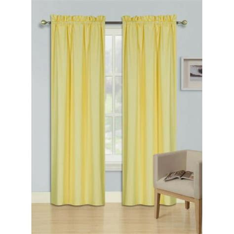 2 Panels Yellow Solid Blackout Thermal Rod Pocket Foam Lined Window