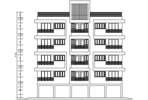 Main Elevation Drawing Details Of Apartment Building Dwg File Cadbull