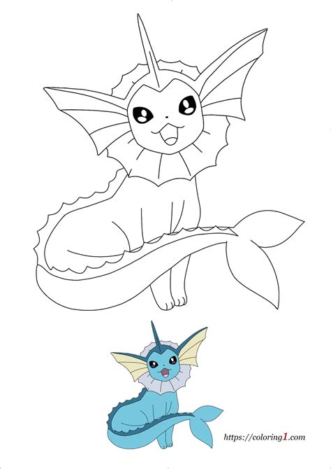 Pokemon Eevee Evolutions Vaporeon Coloring Pages 2 Free Coloring