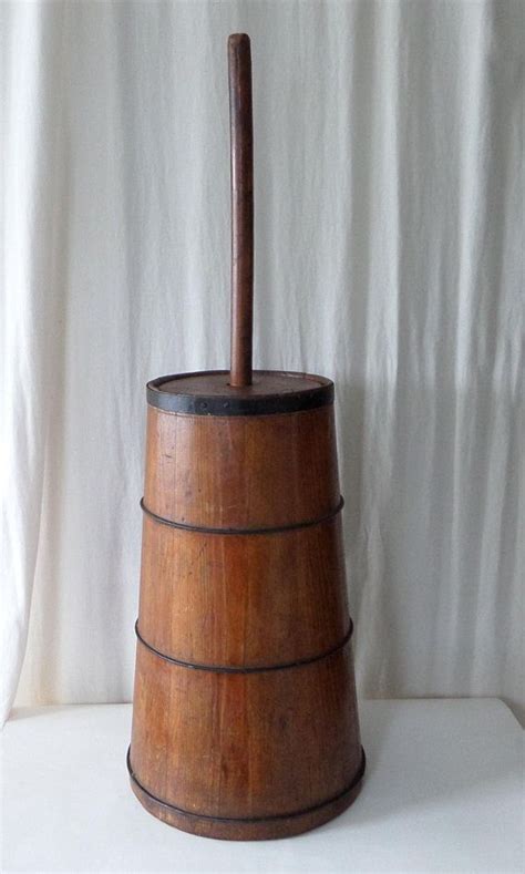 Wooden Butter Churn With Lid And Dasher Iron Banding Antique Etsy Primitive Farmhouse Decor