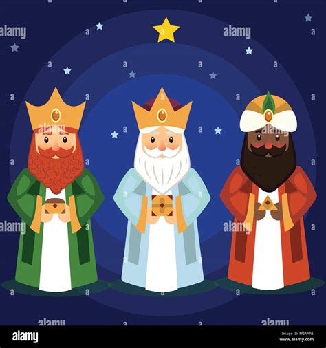 Ilustración Vectorial De Los Tres Reyes Magos Gaspar Melchor Y