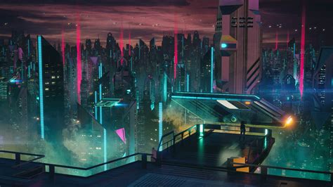 Wallpaper X Px Building Cityscape Cyberpunk Digital Art