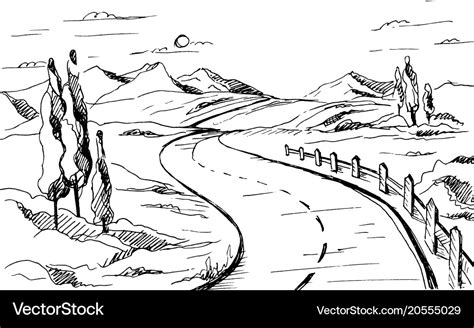 Mountain Road Sketch Royalty Free Vector Image