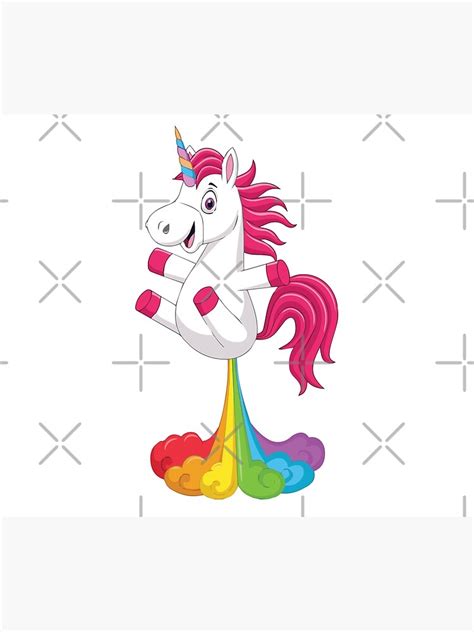 Cartoon Funny Unicorn Horse With Rainbows Fart Poster For Sale By