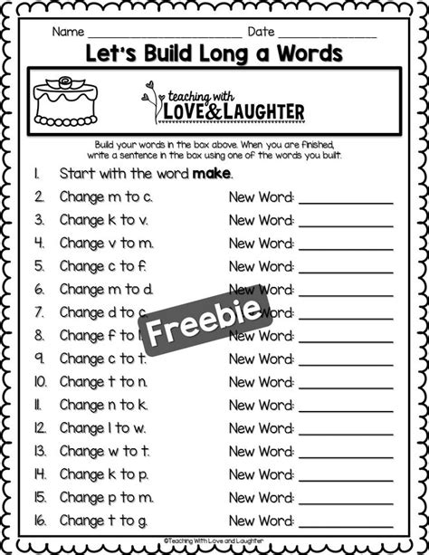 Teaching With Love And Laughter Building Words Helpful Hints Word