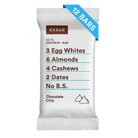 Rxbar Chocolate Chip Whole Food Protein Bar Gluten Free 12 Ct
