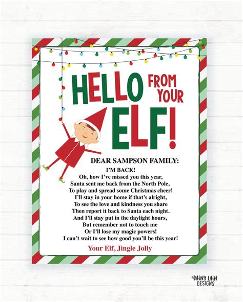 Elf Hello Letter Elf Goodbye Letter Elf Return Letter Etsy Elf