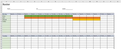 Convenient Excel Roster Template Shore Business Tips
