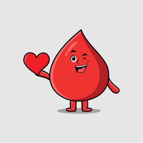 Cute Cartoon Blood Drop Holding Big Red Heart 9464862 Vector Art At
