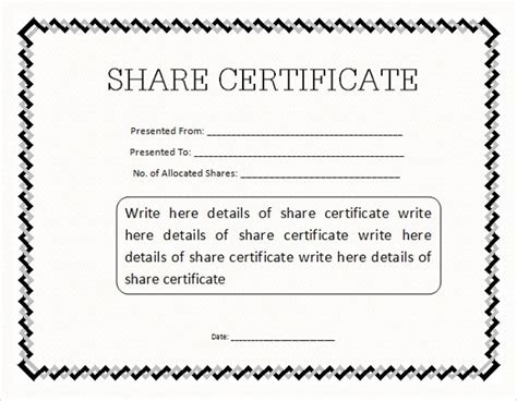 Share Certificate Template Pdf 8 Templates Example Templates Example