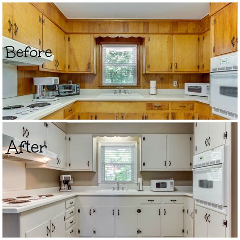 Before And After Cabinet And Wall Painting A Fresh Coat Of Paint In A Neutral Color On The